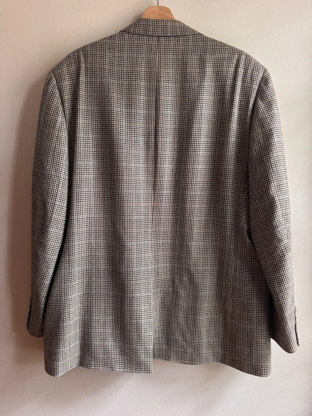 Chaps Ralph Lauren 100% Silk Blazer 44R Houndstooth Sport Coat Preppy Classic